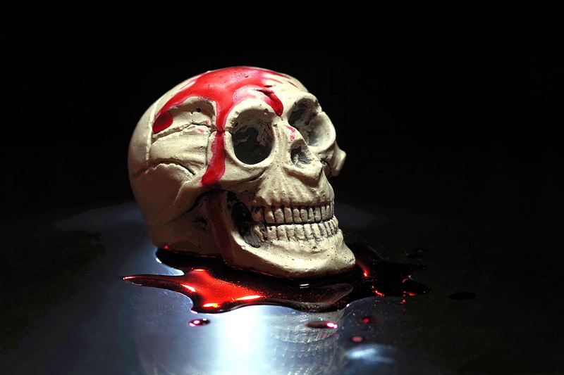 murder, indoors, skeleton, masquerade, red, the background, the phantom, fear, horror movie, 5K, representation, close-up, death, studio shot, ominous