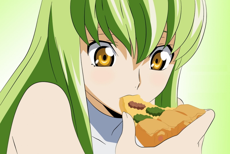 hd, 1080P, cc, C.C., pizza, girls, Code Geass, anime, art, Anime Girls, geass, code