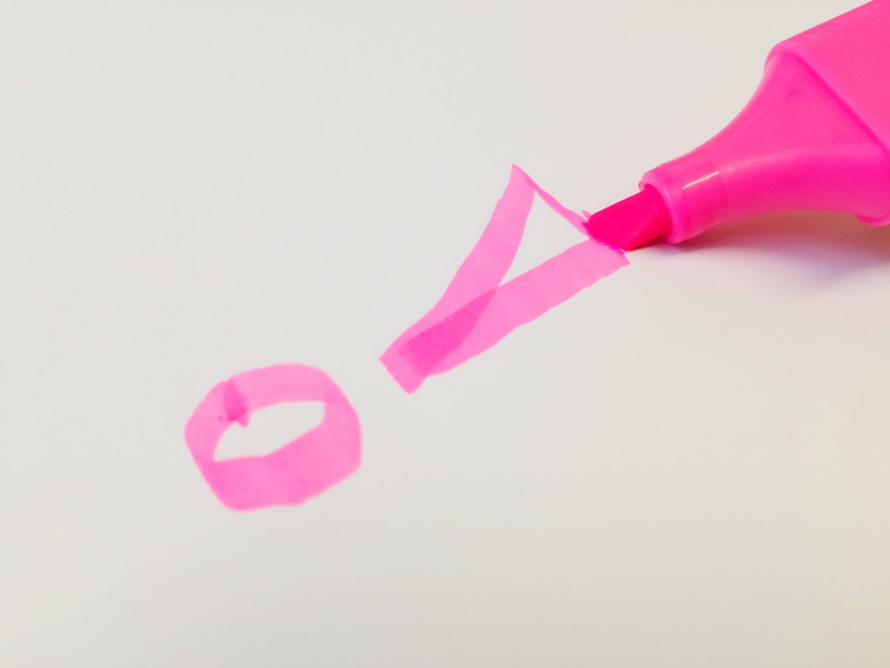 office, studio shot, colorful, copy space, neon, positive emotion, multi colored, close-up, workplace, red, writing implement, exclamation point, pink color