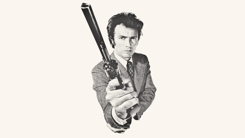 cut out, anger, indoors, Movie, men, one person, young adult, white background, studio shot, looking at camera, social issues, Clint Eastwood, retro styled