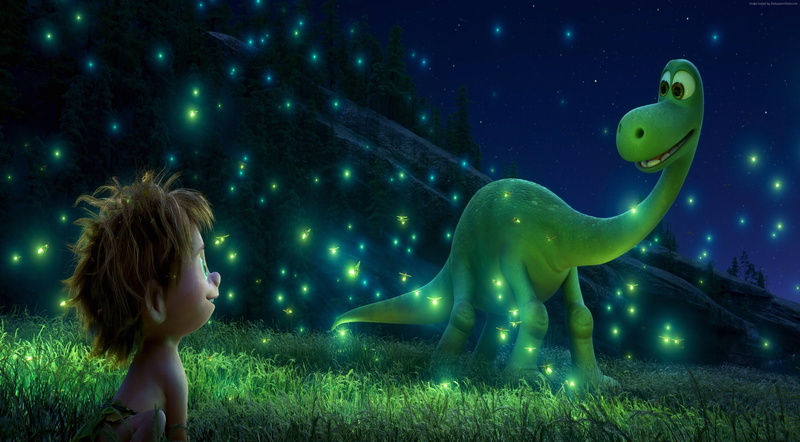 boy, Brachiosaurus, animal wildlife, 2K, illuminated, marine, offspring, standing, child, looking, animals in the wild, males, outdoors, childhood, The Good Dinosaur