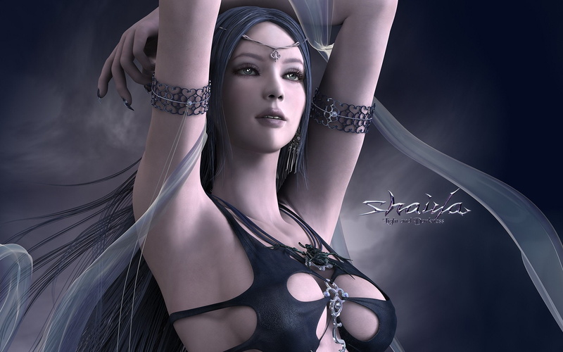 rpg, beauty, indoors, young women, women, shaiya, adventure, silver colored, clothing, Good, black background, portrait, hairstyle, warrior, jewelry, Girls