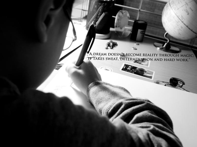 Quote, occupation, person, determination, table, sweater, text, sweat, hard, Dream, Desk, communication, working, eyeglasses, overlay, real people, Photography
