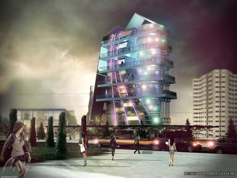 city life, illuminated, sky, render, night, arrows (design), cloud - sky, building exterior, financial district, travel destinations, residential district