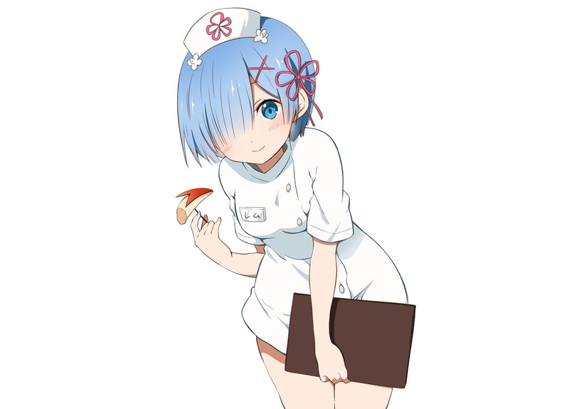 cut out, side view, women, studio shot, Rem (Re: Zero), activity, copy space, communication, representation, nurse, Re:Zero Kara Hajimeru Isekai Seikatsu