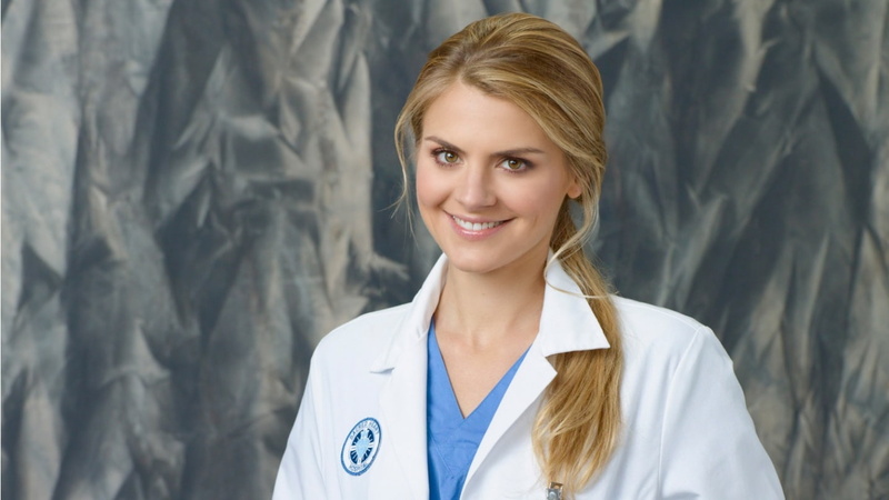 pink lipstick, 720P, blonde, open mouth, smiling, long hair, Scrubs, looking at viewer, Eliza Coupe, actress