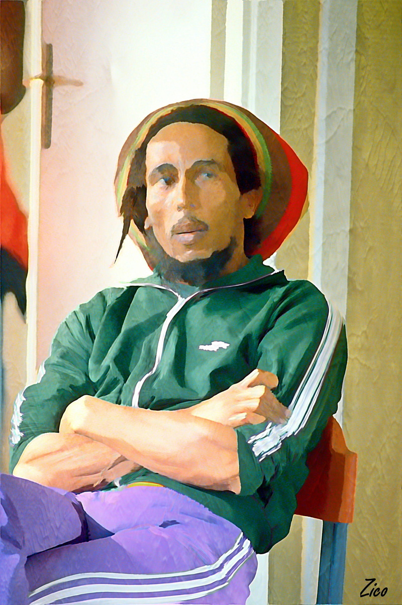 occupation, celebrity, indoors, adult, mature adult, looking, skill, digital art, one person, men, Bob Marley, real people, singer, portrait, painting