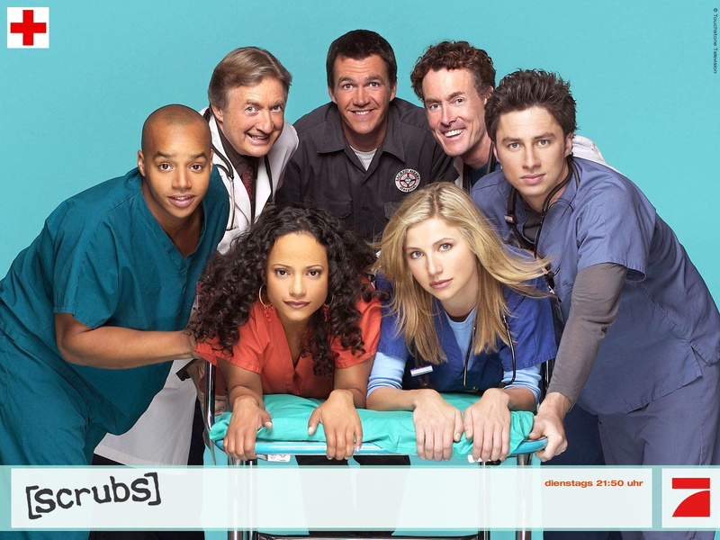 J. D. (Scrubs), Perry Cox, cheerful, emotion, 720P, Bob Kelso, cooperation, happiness, Christopher Turk, portrait, smiling, Judy Reyes, indoors, men, TV Show