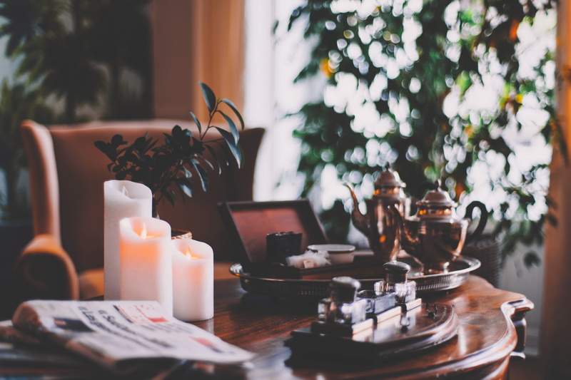 electronics, person, no people, cup, set, blossom, nature, candle, dining table, potted plant, selective focus, pc, table, indoors, lighted, candles, close-up