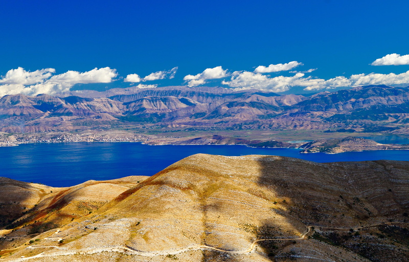 travel, rock - object, corfu, cloud - sky, sky, land, mountain, landscape, 4K, pantokrator, semi-arid, scenics - nature, albania, nature, rock, outdoors
