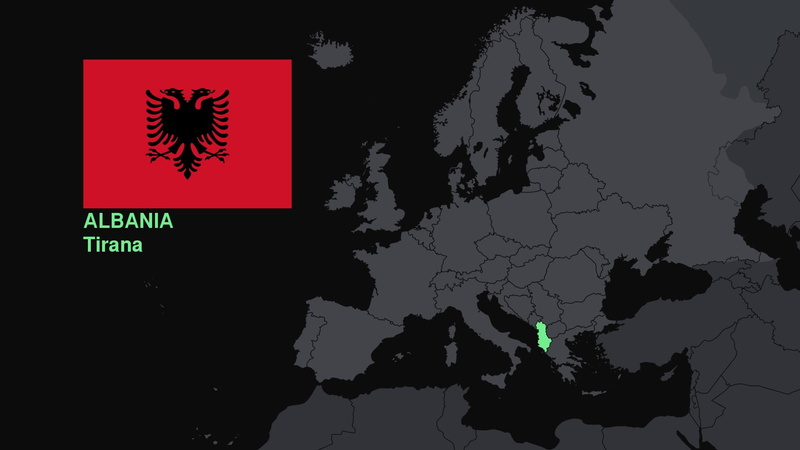 1080P, Europe, map, Albania, Flag