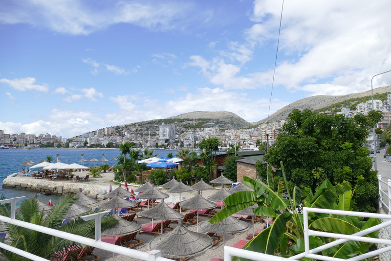 saranda, plant, building exterior, high angle view, tree, albania, water, 5K, residential district, city, built structure, no people, outdoors, nature