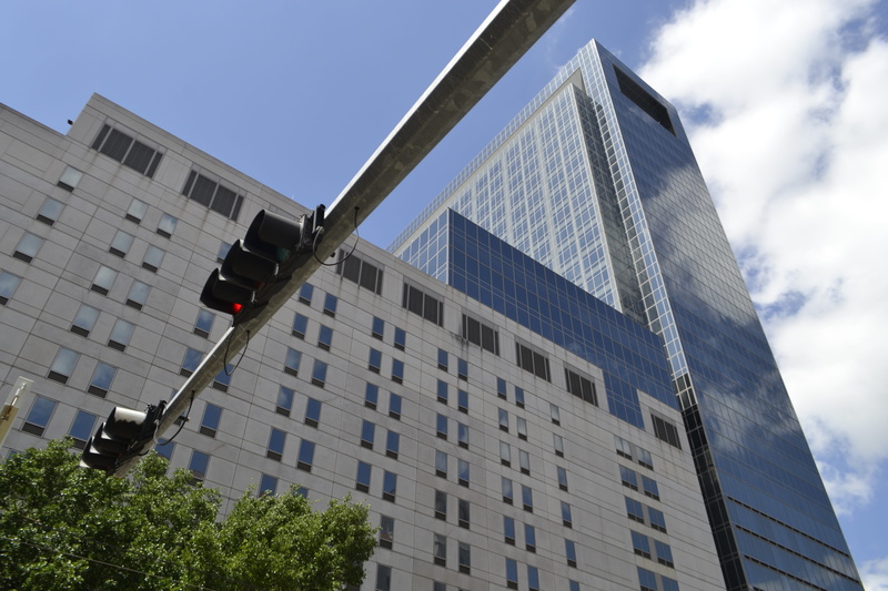 traffic light, office building exterior, skyscraper, building exterior, steel, work, light, finance, design, people, texas, remarkable, estate, beautiful