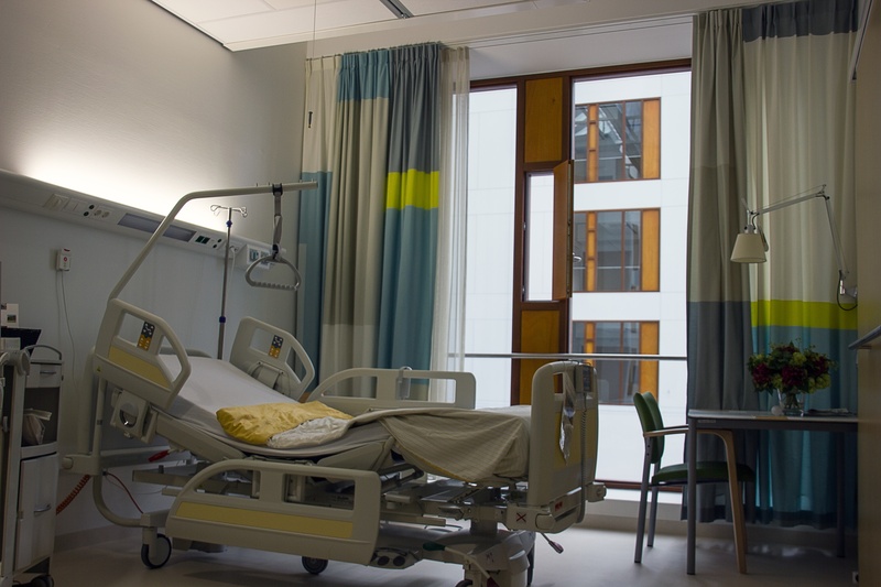 window, absence, room, architecture, glass - material, curtain, no people, chair, clinic, empty, near, built structure, hospital, inside, care, home interior