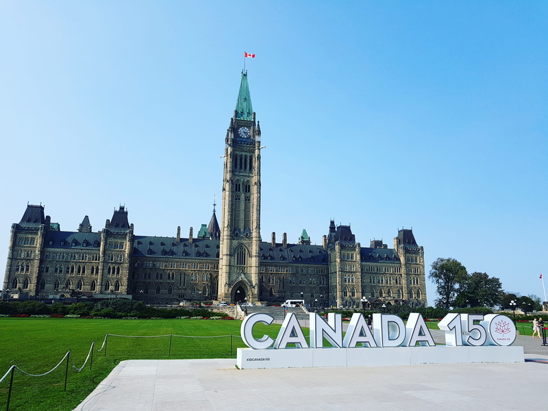 plant, flag, building, the past, travel, clear sky, no people, canada, sky, canada150, tourism, building exterior, government, travel destinations, parliament hill