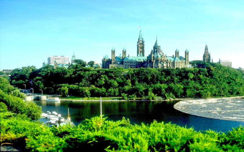 north america, river, parliament hill, canada, 2K, nature and landscape, ottawa, ontario, ottawa river, geography, capitol
