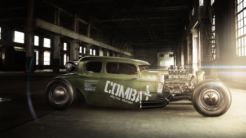 car, muscle cars, 1080P, modified, green cars, Hot Rod