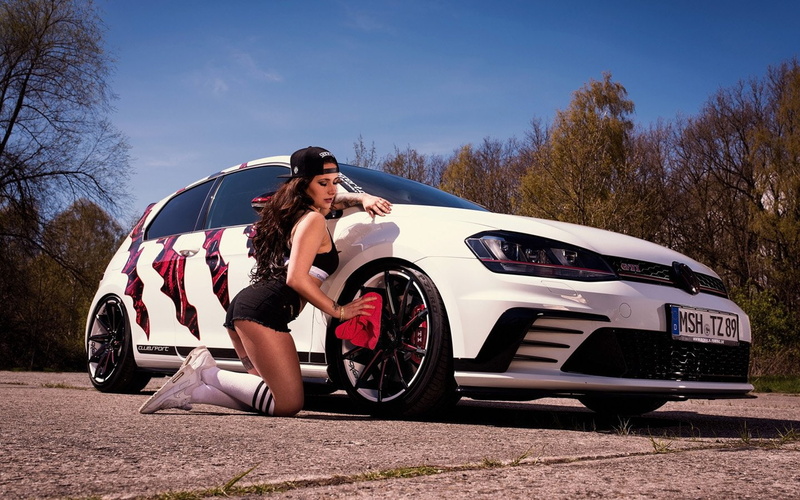 modified, model, golf-7, cars, oxigin, volkswagen, 720P, girl, 2016, gti, clubsport