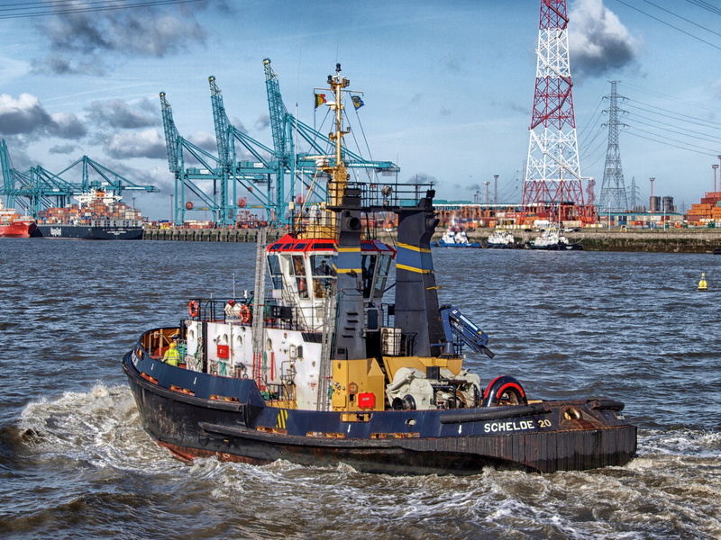 industry, cargo Container, passenger craft, Antwerp, construction equipment, pier, harbor, outdoors, Cargo, Tugboat, crane - Construction Machinery, sailboat