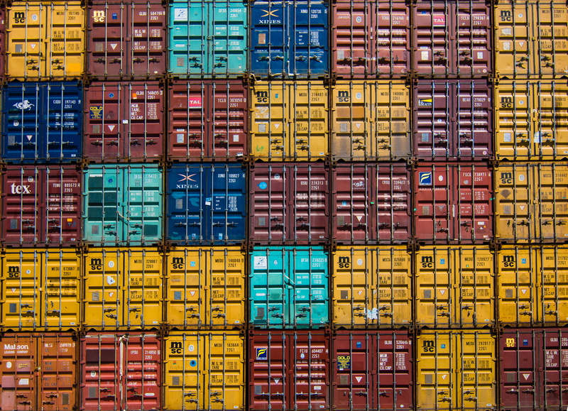 container, large group of objects, in a row, commercial Dock, colorful, stack, warehouse, no people, multi colored, van, intermodal, cargo, harbor, full frame