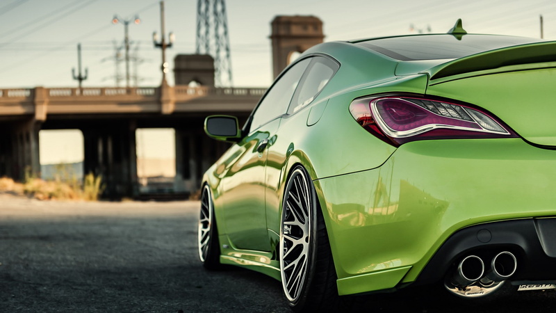 Hyundai Genesis, land vehicle, motor vehicle, vintage car, road, mode of transportation, retro styled, 1080P, luxury, garage, city, transportation, parking