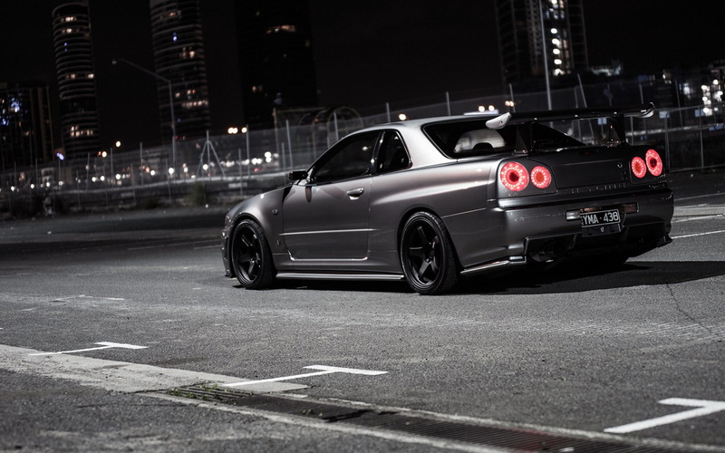 symbol, night, land vehicle, city life, transportation, nissan skyline r34 jdm japanese cars import tuner car nissan skyline gt r r34 tuning, car, road marking