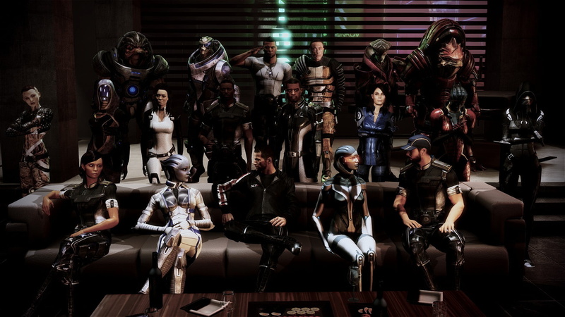 human representation, fantasy art, adult, uniform, sitting, in a row, Mass Effect, assorted, group of people, standing, male likeness, arts culture and entertainment