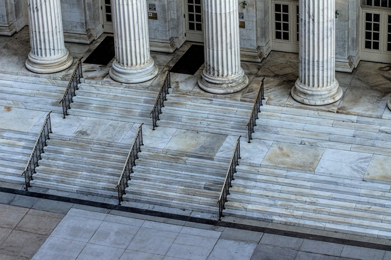 day, lawsuit, 5K, no people, colonnade, doorways, crime, outdoors, pillars, staircase, pattern, judgement, trial, stair, steps, litigation, justice, high angle view