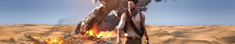 flame, one person, panoramic, fire, 7680x1440 px, clear sky, 8K, land, adult, sky, Uncharted 3: Drakes, arid climate, art, px, outdoors, Uncharted, human body part