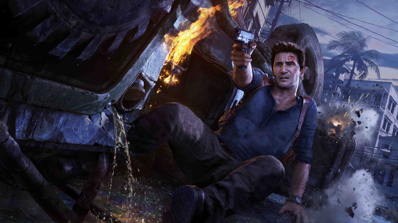 three quarter length, males, drake, illustration, front view, real people, fire, fire - natural phenomenon, occupation, young adult, portrait, Uncharted 4: A Thiefs End