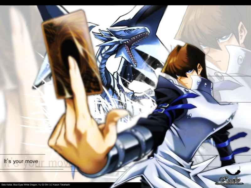 Kaiba, man, art, eyes, anime, white, blue, Yu Gi Oh, hd, Card, ah, 720P, dragon, Cool, goddess