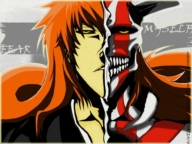 hollow, Cool, ichigo, orande hair, anime, art, fear, 480P, bleach, hd