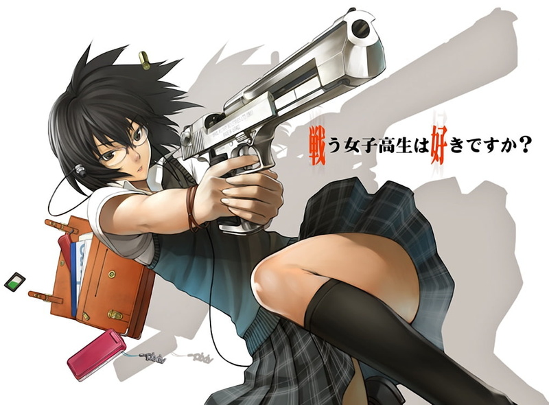 anime, shoots, hd, teacher, Gun, girl, Cool, School, desert, Guns, Eagle, 480P, art