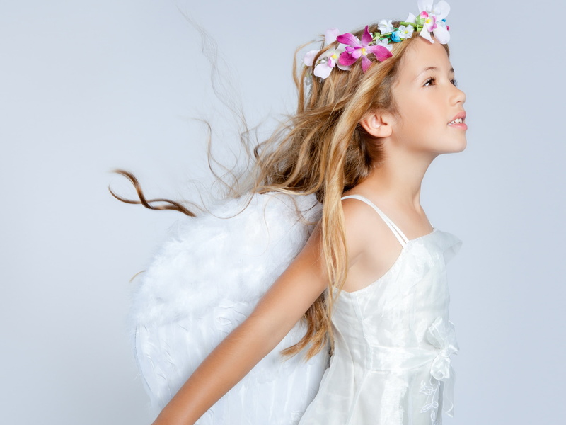 haired, Girl, 2K, Dress, White, Wreath, Long, Like, Angel