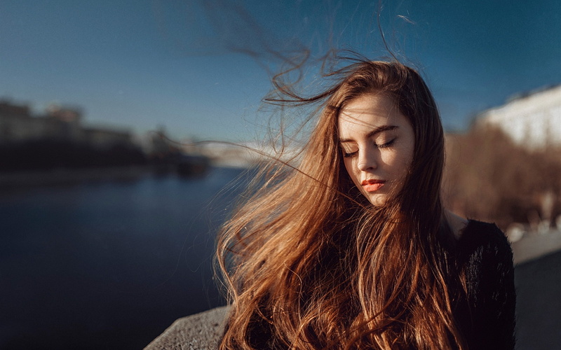 Wind, Long, Sunlight, 1080P, Girl, Portrait, Hair