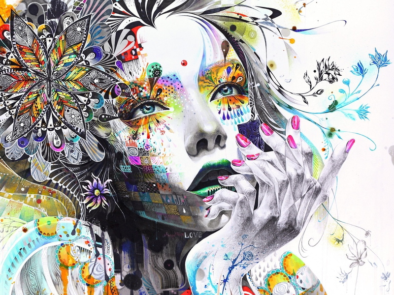 multi colored, no people, craft, human representation, day, arte, ornate, Mujer, Rostro, creativity, representation, paint, art and craft, abstracto, close-up