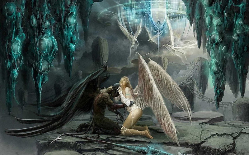 plant, the past, women, sitting, digital, history, 1080P, representation, fantasy art, tree, female, angel, architecture, animal wildlife, art and craft