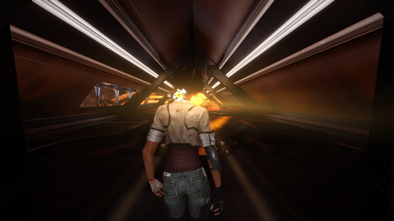 jeans, track, indoors, illuminated, architecture, rear view, screen shot, mode of transportation, travel, adult, night, 720P, Nilin, video games, city