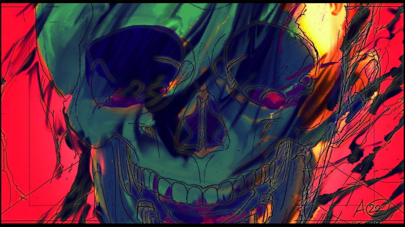 painting, obscured face, ME! ME! ME!, multi colored, 1080P, women, full frame, skull, representation, red, artwork, creativity, art and craft, green, hairstyle