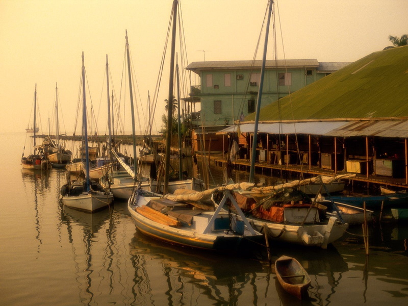 Belize, boat, building, 720P, harbor, morning, fishing boat