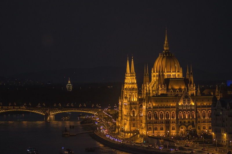 brown, gold, tourism, illuminated, no people, river, citynight, body, dome, building, budapest, travel destinations, near, 4K, bridge, architecture, built structure