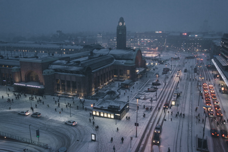 built structure, time, road, city life, dark, 5K, snow, station, photography, business, skrwt, dusk, car, walk, architecture, cityscape, clock, tower