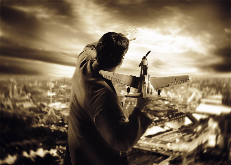 nature, cloud - sky, looking through an object, activity, outdoors, gun, holding, hand-held telescope, Aircraft, 5K, standing, waist up, young adult, weapon