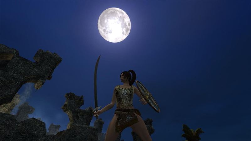 Dark Age, hd, games, Age Of Conan, conan, Blue, 1080P, dark, full moon, video, art, age