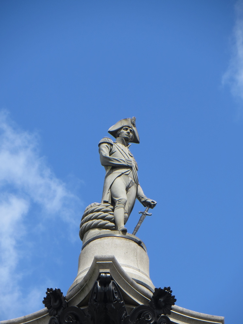 victory, concrete, famous, blue, square, statue, london, navy, holding, copy space, nature, male likeness, human representation, british, Nelson, kingdom