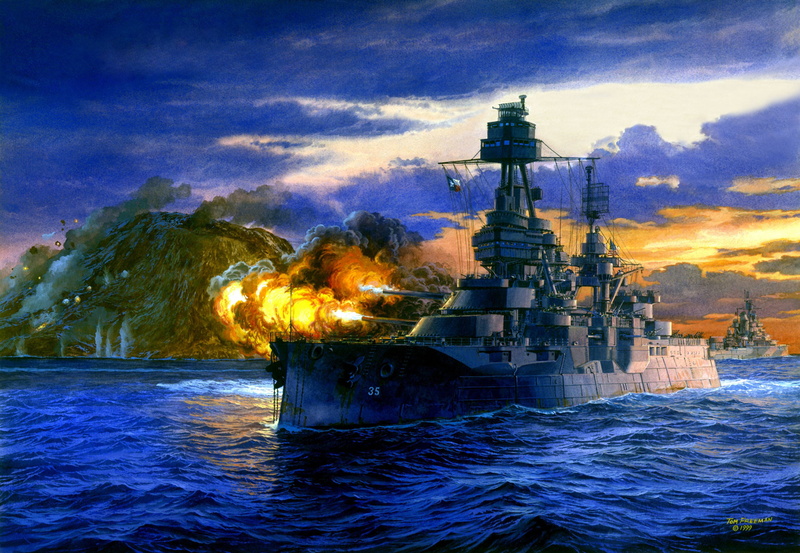 built structure, nature, theatre, painting, WW2, battleship, the fire, sky, USA, military, Japan, volley, Pacific Lone Star, nautical vessel, outdoors