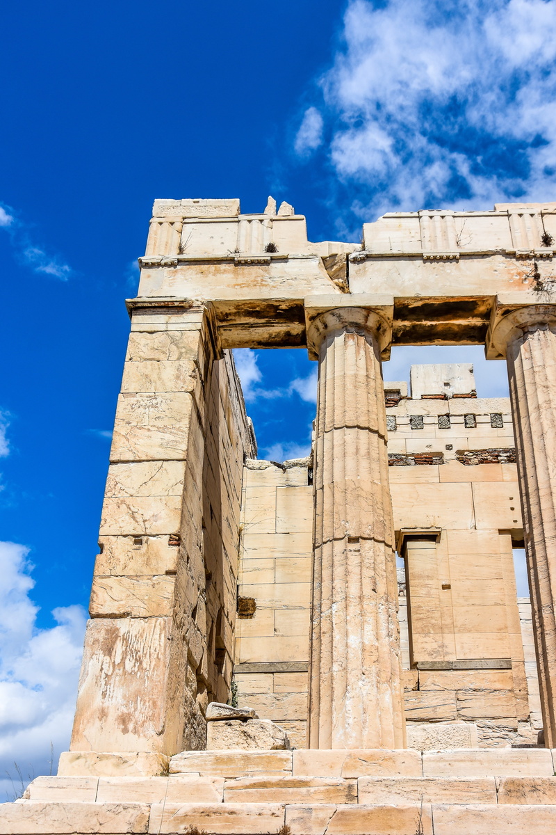 building, culture, architectural column, low, athena, city, daytime, monument, outdoors, ancient history, athens, cloud - sky, civilization, tourism, antique