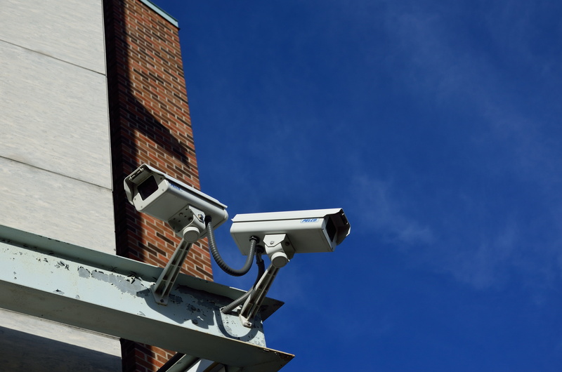 spy, two, outdoors, security systems, hacking, control, guard, built structure, cctv, 4K, jail, sky, low angle view, metal, building exterior, police