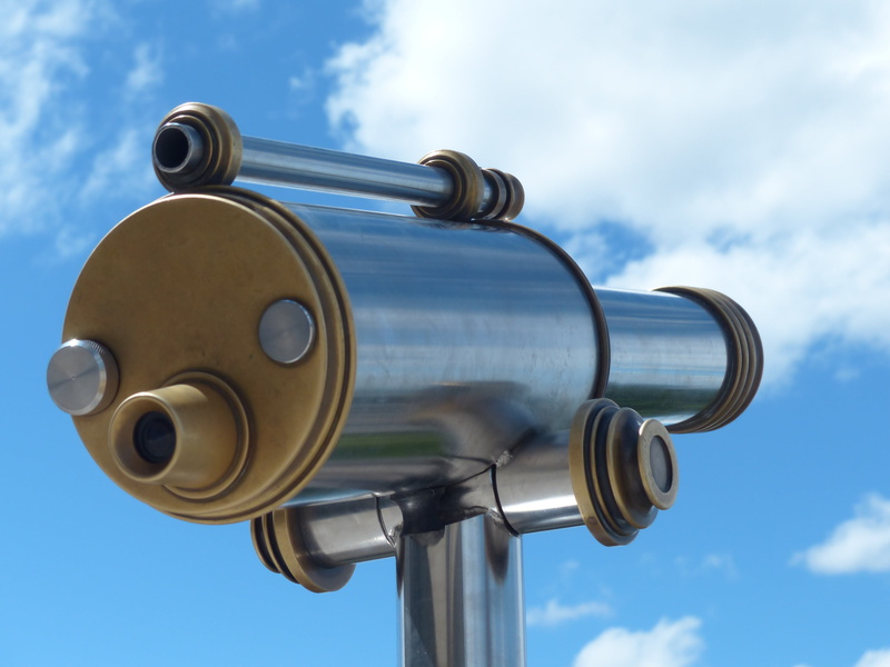 distance, search, target, close-up, watch, outdoors, silver, city, partly cloudy, metal, blue, camera - Photographic Equipment, nature, optics, vision