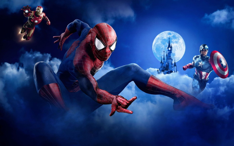 Spiderman, adult, arts culture and entertainment, men, outdoors, group of people, smoke - physical structure, motion, performance, 1080P, blue, young adult
